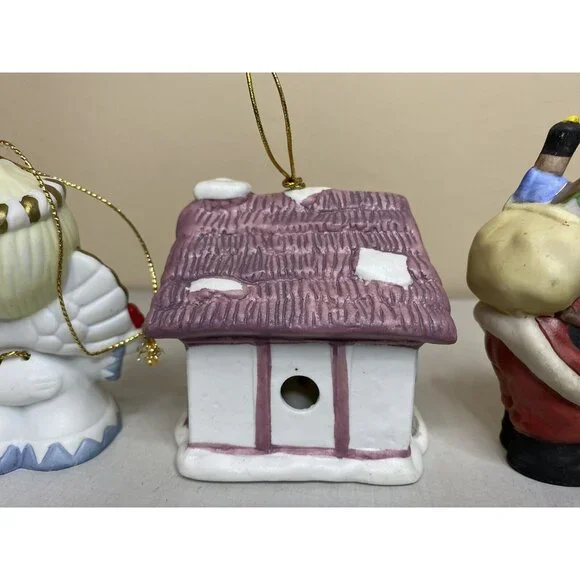 Vintage Porcelain christmas ornaments Lot Hallmark Katybeth Santa Angel & More - Picture 6 of 10